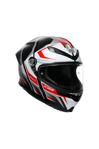 Agv Kapalı K6 S MPLK Karve Mat Siyah Wht Kırmızı Configuration Motosiklet Kaskı.