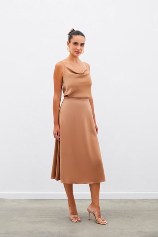 Sateen Midi Boy Saten Etek - Camel-134961 CAMEL