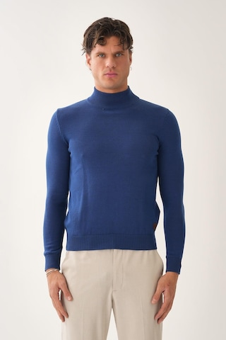 Yarım Boğazlı Triko Kazak Mavi