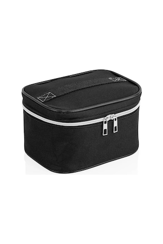 4'lü Makyaj Organizeri Kozmetik Çanta Seti & 3'lü Makyaj Süngeri - Siyah