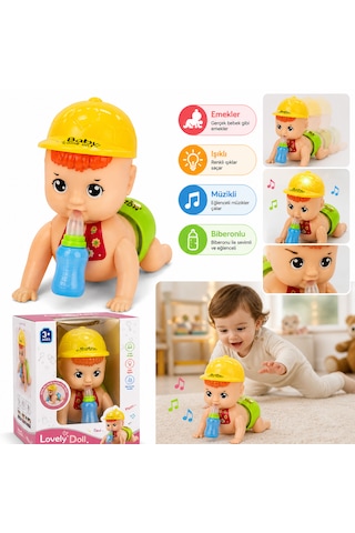 Lovely Doll Emekleyen Biberonlu Bebek Oyuncak Işıklı & Müzikli Eğlenceli Oyuncak 3+ Yaş 001