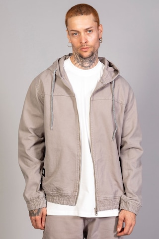 Erkek Kapüşonlu Oversize Marsıan Füme Kot Ceket Füme