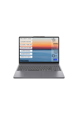 Lenovo IdeaPad Slim 3 15IRH10 83K1004ETR i5-13420H 8 GB 512 GB SSD 15.3" Dos Dizüstü Bilgisayar