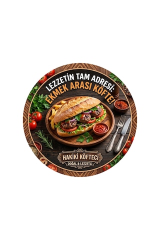 Mayeka Ekmek Arası Köfte Temalı Büfeler Cafeler Köfteciler İçin Ahşap Duvar Kapı Dekoratif Süs Tablo 12