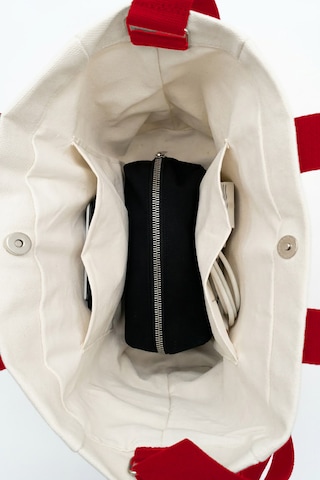 Tuttobene Harmony Mini Boy Tote Bag Kanvas Astarlı Cepli Çıtçıtlı Ayarlanabilir Askılı Kadın El Omuz Çantası - Küçük Boy Günlük Çanta Tb062 Beyaz - Kırmızı