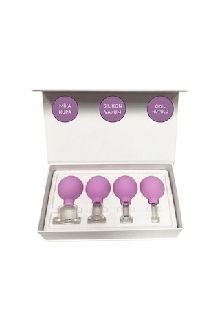 Mika Silikon Vakumlu Yüz Masaj Kupası 4'lü Set Mor Renk