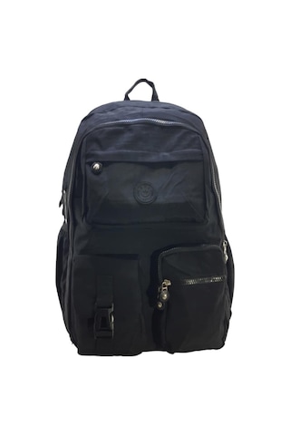 Klinkır Okul Çantası Lise Ortaokul Üniversite Kadın Sırt Çantası Hafif Kumaş Çok Cepli Siyah