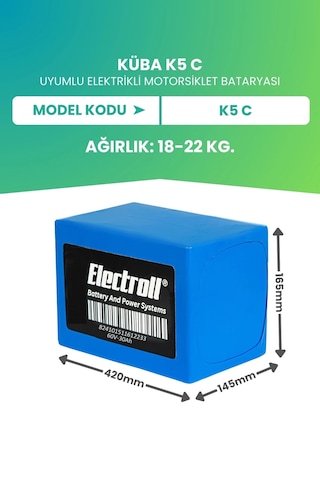Küba K5 C Uyumlu Batarya Ultra Yüksek Kapasite Lifepo4 60v 30ah Elektrikli Motosiklet Bataryası