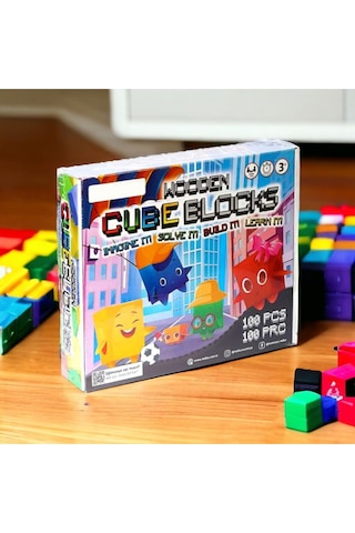 Redka Wooden Cube Blocks - Eğitici Ahsap Küp Blokları Oyunu-
