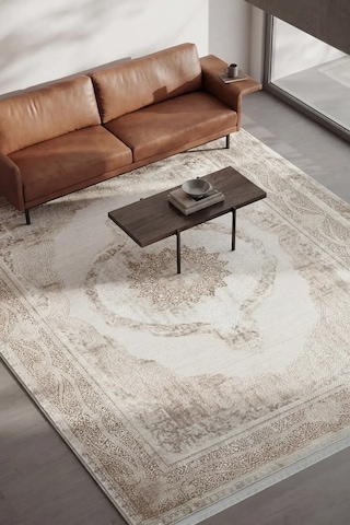 Hoom Rugs Doku 2106 Bej Modern Salon Halısı Bej - Krem