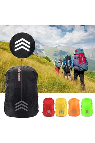 Sırt Çantası Yağmur Kapağı 1845l Gece Görünürlüğü İçin Yansıtıcı Açık Hava Yürüyüş, Kamp Kırmızı Kırmızı