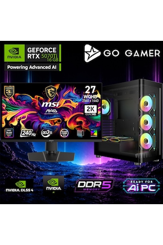 Go Gamer AE974DP R9-9950X3D2 64 GB 1 TB SSD RTX5070Tİ 16 GB 27" Free Dos Oem Paket Masaüstü Oyuncu Bilgisayarı