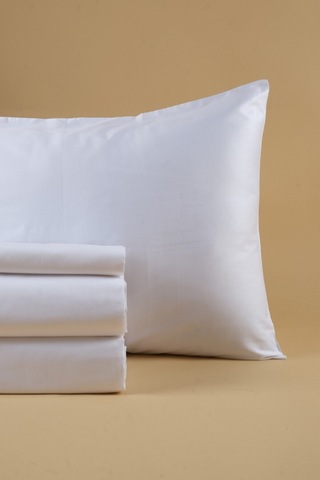 San Marino Serisi %100 Pamuk Saten Çift Kişilik - King Size Otel Çarşaf Seti Beyaz