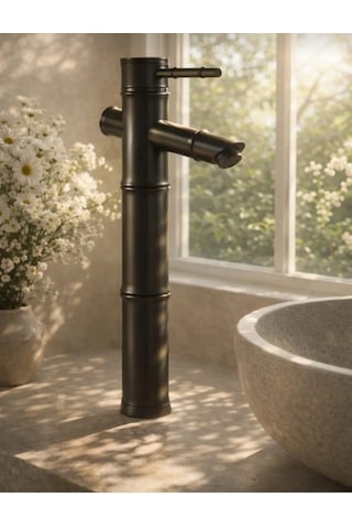 Eshome Siyah Lavabo Bataryası Çanak Lavabo Uyumlu Pirinç Gövde Mat Siyah Modern Banyo Musluğu