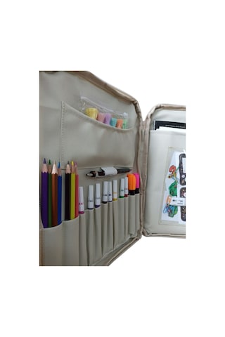 Next Craft Evrak Çantası Kalemlik Aktivite Etkinlik Çantası Boyama Taşıma Çocuklar Ve Yetişkinler İçin Bej