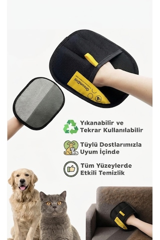 Evcil Hayvan Tüy Toplama Eldiveni - Kedi Köpek Tüy Temizleme Aparatı - Yıkanabilir Pratik Yüzey Temizleyici