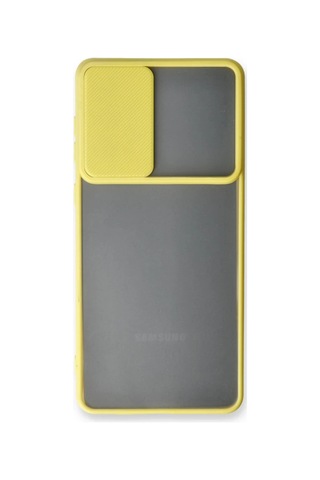 Samsung Galaxy Uyumlu A73 5g Kılıf Palm Buzlu Kamera Sürgülü Silikon - Sarı Renkli