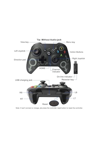 N-1 Kablosuz Titreşimli Oyun Kolu 2.4G X-One/Pc/Ps3/Xsx Uyumlu