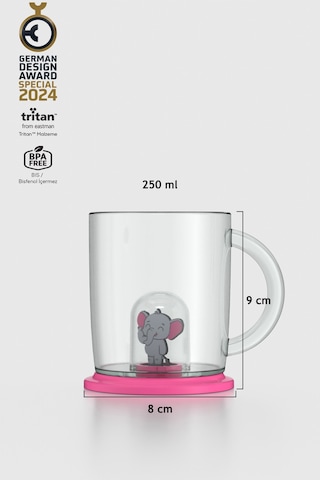 Renga Joy Fil Figürlü 250 Ml Kulplu Tritan Bardak 222053 Pembe Pembe