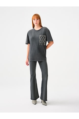 Regular Fit Kadın Tshirt K.kol Antrasit
