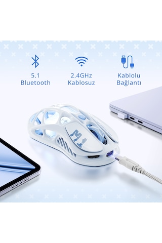 Gravastar Mercury M1 Pro Rgb 26.000 Dpı Optik Gaming Mouse, Kablosuz, Magnezyum Alaşımlı, Programlan M1 Pro