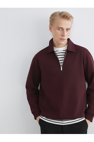 Lcw Vision Bordo Polo Yaka Erkek Kalın Sweatshirt