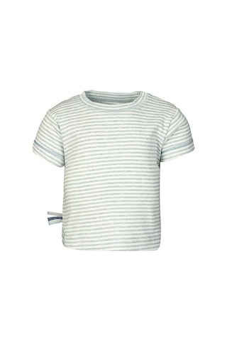 Organicera Organik Kısa Kollu T-shirt, Çizgili , Aqua Melange Mint