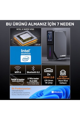 RaXius Momentum ND-I15A001 N150 8GB 256 SSD FreeDOS Mini PC