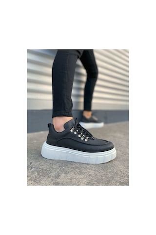 DMR Elegance Jy010 Cloud Bağcıklı Cilt Erkek Günlük Sneaker Ayakkabı Cbt - Siyah