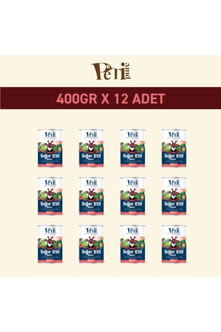 Sığır Etli Yaş Konserve Yavru Köpek Maması, Jöle İçinde Parça Etli, 400 Gr X 12 Adet