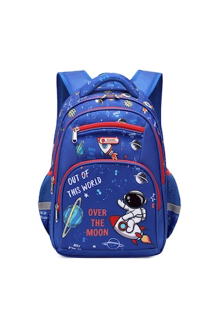 Relaxed Okul Çantası Çocuk 3.-6. Sınıf İlköğretim Okulu Çocuğu Büyük Kapasiteli Sırt Çantası Sırt Çantası Uzay Schoolbag-mavi