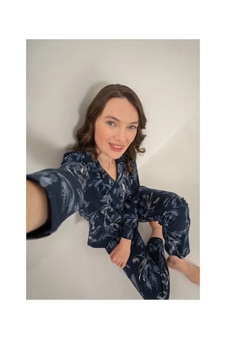 Moda Dua Pierre Cardin 9259-s Kadın Uzun Kol Gömlek Pijama Takımı lacivert