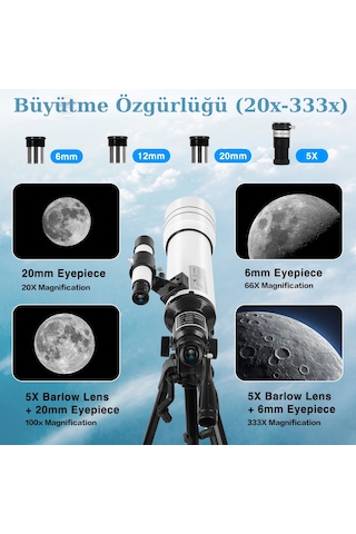 Greatech F400x70 Profesyonel Astronomik Uzay-doğa Gözlem Teleskobu 333x Eğitici-öğretici Yüksek Çözünürlüklü