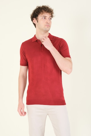 Giyim Dünyası Erkek Çıtçıtlı Desenli Polo Yaka Merserize T-shirt Bordo 001