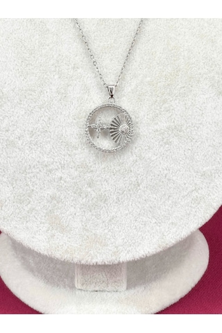 Yıldızlı Ve Taşlı Silver Kolye Silver