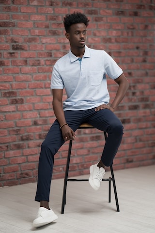 Advante Rahat Kesim Örme Dokumalı Cepli Polo Yaka T-shirt Mavi