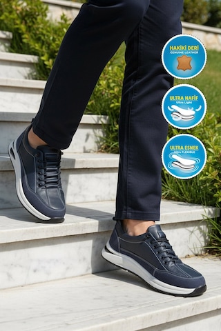 Ayakmod Premium Lacivert Hakiki Deri Erkek Casual Ayakkabı 3003 M