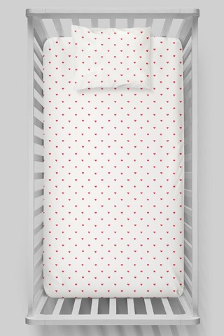 Organik Bebek Boy Lastikli Çarşaf Seti 70x110 - Kalp Yağmuru