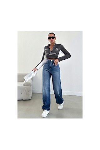 Kene Jeans Ön İşlemli Boru Paça Jeans Mavi