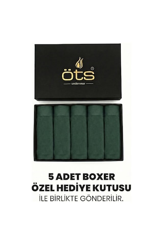JUST INNER Öts Premium Erkek 5 Li Modal Boxer Modal Hediye Kutulu Ultra Yumuşak Modal Kumaş Esnek Kalıp Ve Kaliteli Esnek Ve Konfor Yeşil
