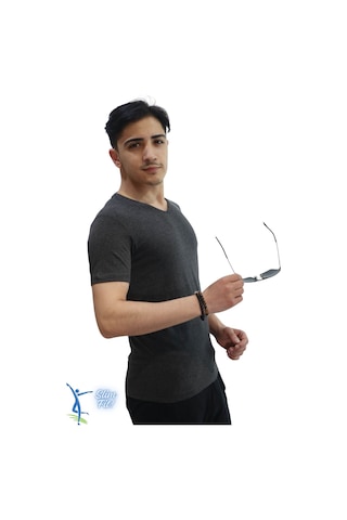Sermoda Erkek Slim Fit V Yaka Tişört - Dar Kesim Basic Günlük T-shirt Antrasit