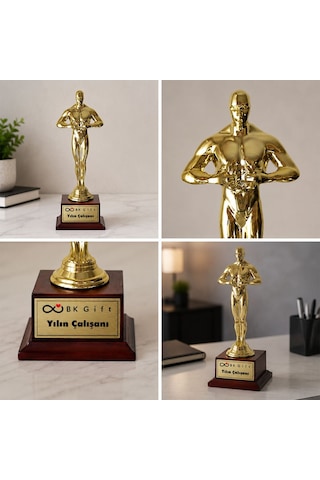 Logonuza Özel 10 Adet 18 Cm Mesajlı Ve İsim Baskılı Kurumsal Oscar Ödülü