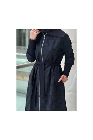 Nus Triko Detaylı Kuşaklı Kap Siyah - 838359642 Siyah
