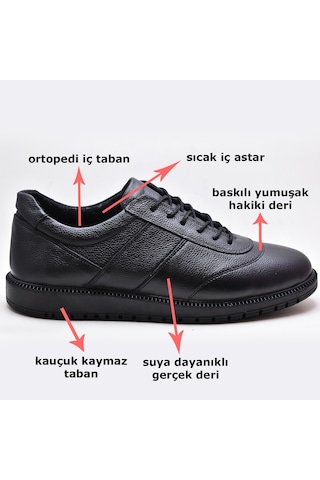 Ayakkabiburada 1050 Ortopedik Taban Hakiki Deri Erkek Kışlık Ayakkabı Siyah