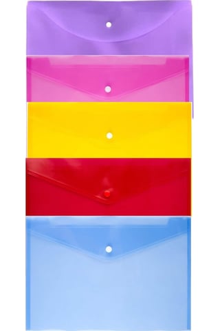 A4 Renkli Şeffaf Çıtçıtlı Zarf Dosya 5 Adet