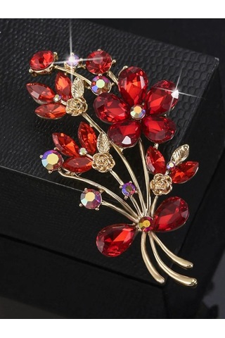 Fashion Jewelry Çiçek Buketi Broş 359376287 Kırmızı