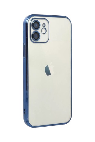 Apple iPhone Uyumlu 12 Kılıf Lensli Silikon - Lacivert Çok Renkli