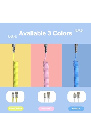 Sones Ajazz Al60 Usb - Type-c/usb-c Klavye Uzatma Hattı Tek Delikli Konnektör, Kablo Uzunluğu: 2,3 M Gök Mavisi