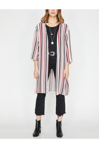 Koton Çizgili Kimono Kırmızı Çizgili 9yak52893uw