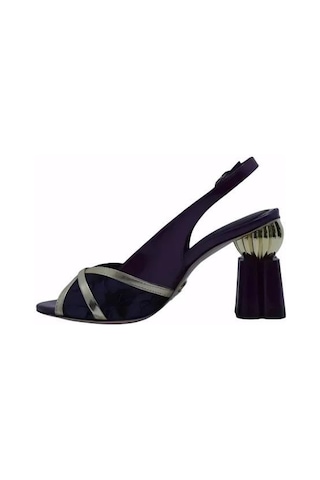 Poletto Hakiki Deri /tekstil Altın-mor Sandalet Topuklu 380 13-524 Altın